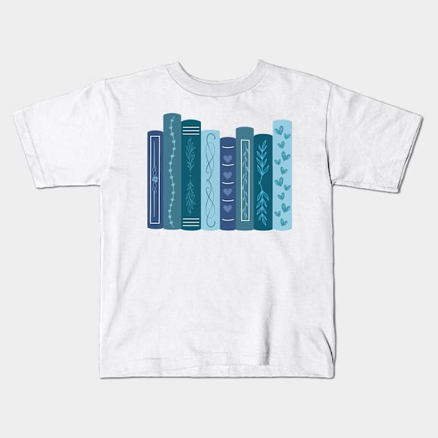 Blue Bookshelf Kids T-Shirt by medimidoodles